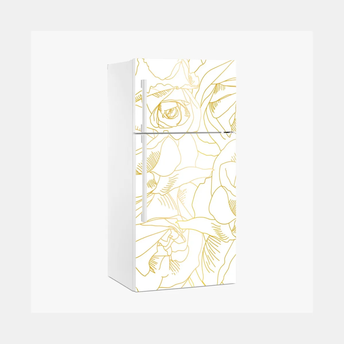 Kühlschrankaufkleber goldene rosen linienzeichnung – Wallnifity®