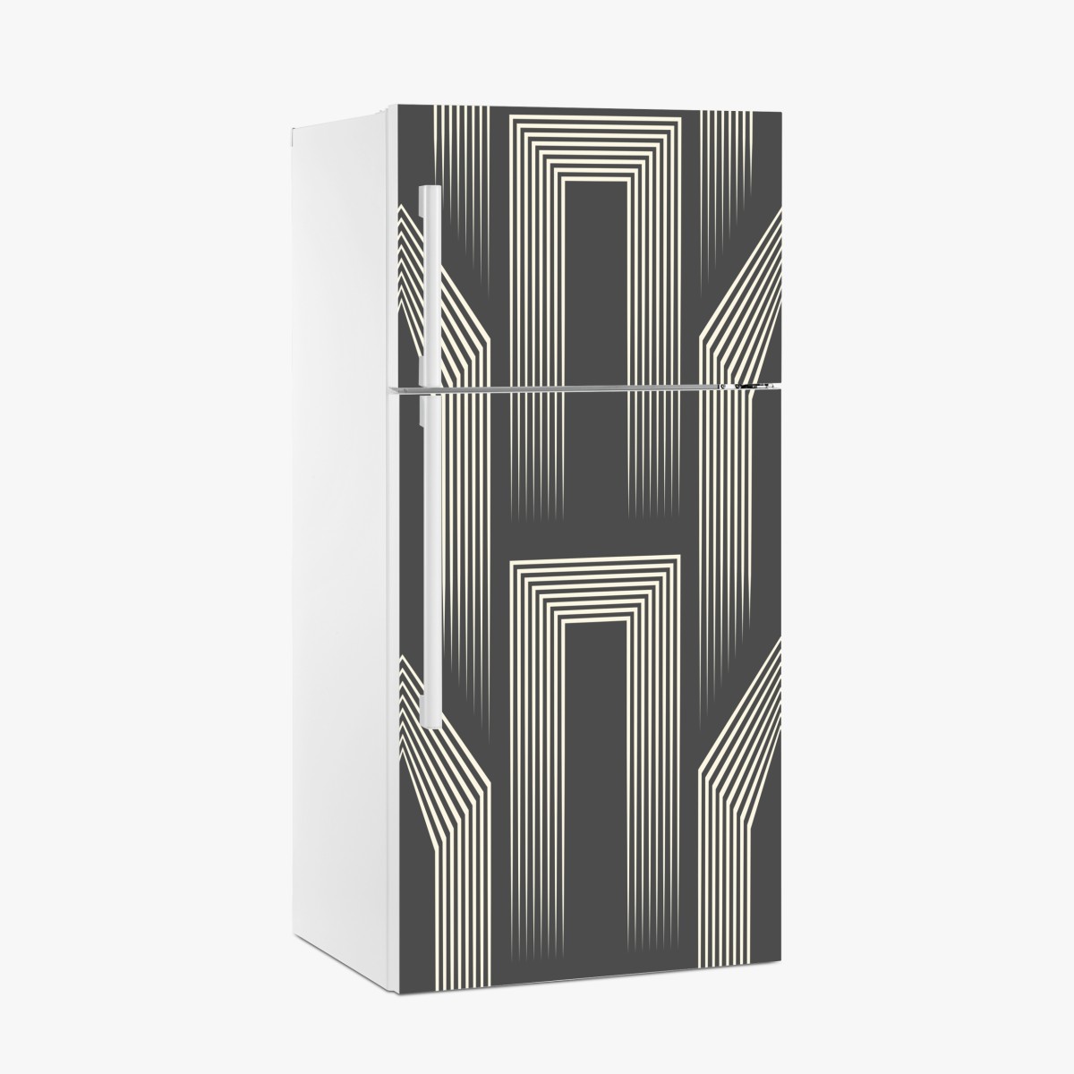 Kühlschrankaufkleber geometrisches art-deco-muster in grau und beige – Wallnifity®