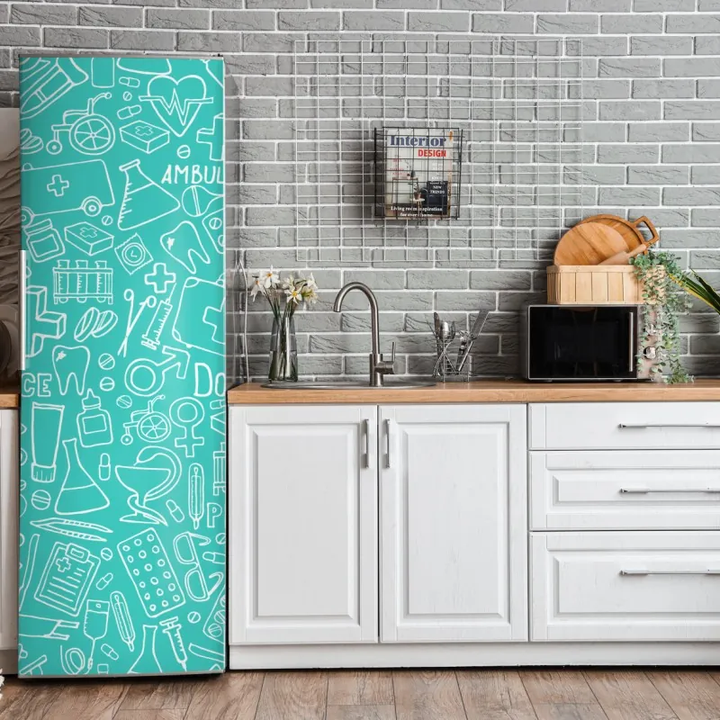 Kühlschrankaufkleber aquarell eukalyptusblätter auf dunklem hintergrund – Wallnifity®