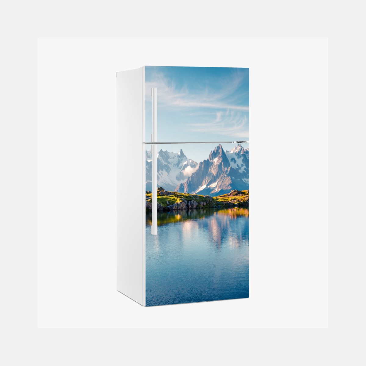 Kühlschrankaufkleber panorama von Lac Blanc und Mont Blanc – Wallnifity®