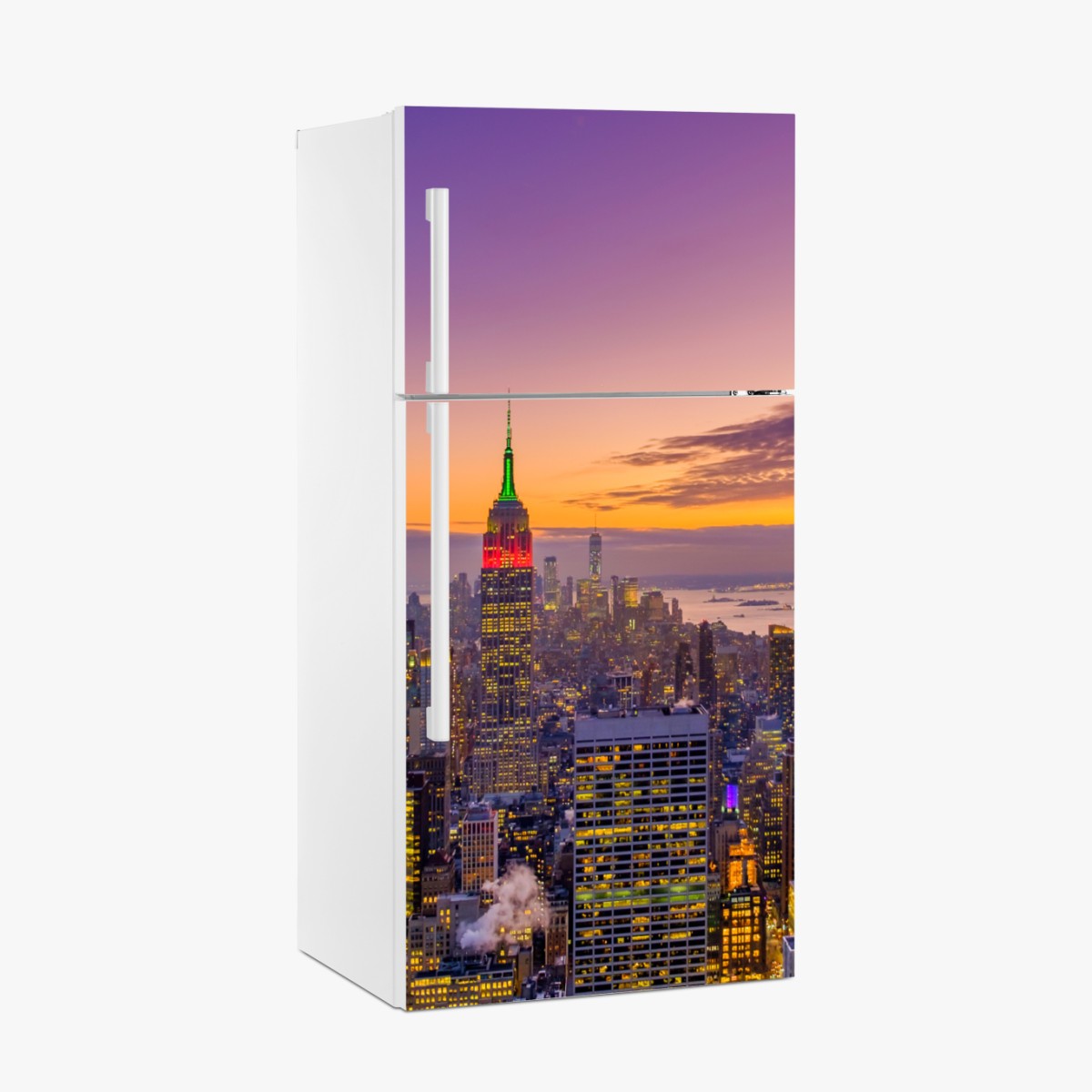 Kühlschrankaufkleber lebendige New York skyline bei sonnenuntergang – Wallnifity®