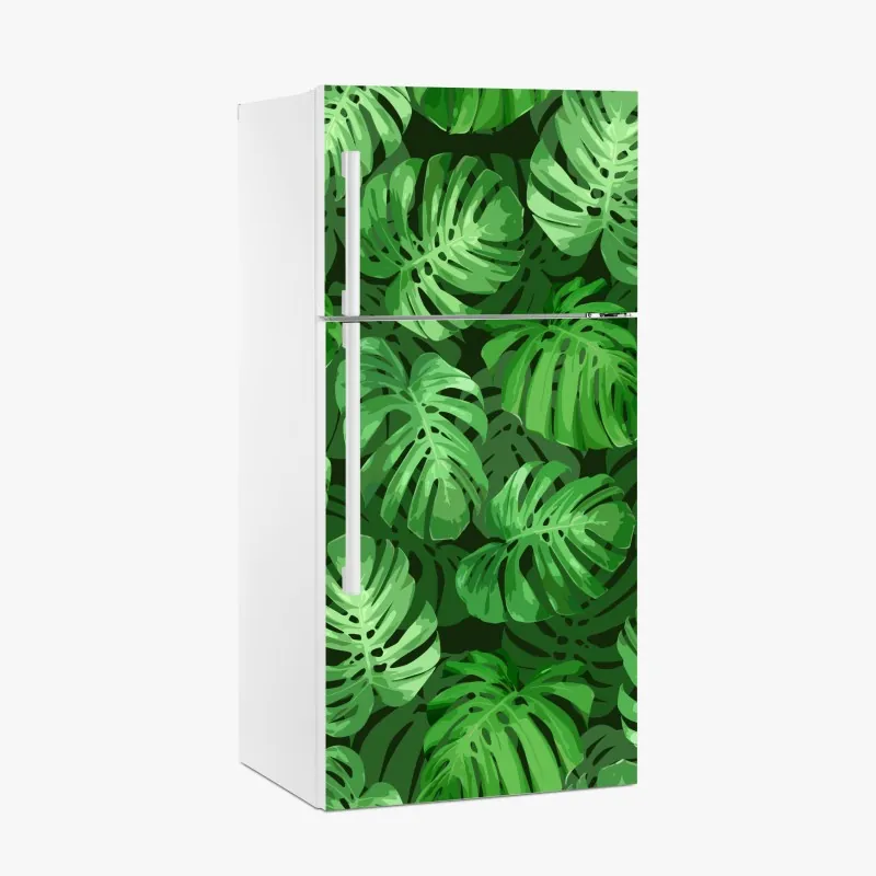 Kühlschrankaufkleber aquarell eukalyptusblätter auf dunklem hintergrund – Wallnifity®