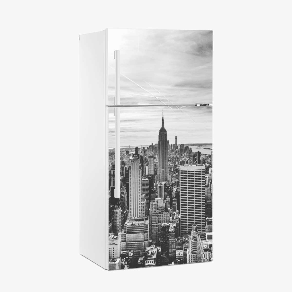 Kühlschrankaufkleber panorama von New York in graustufen – Wallnifity®