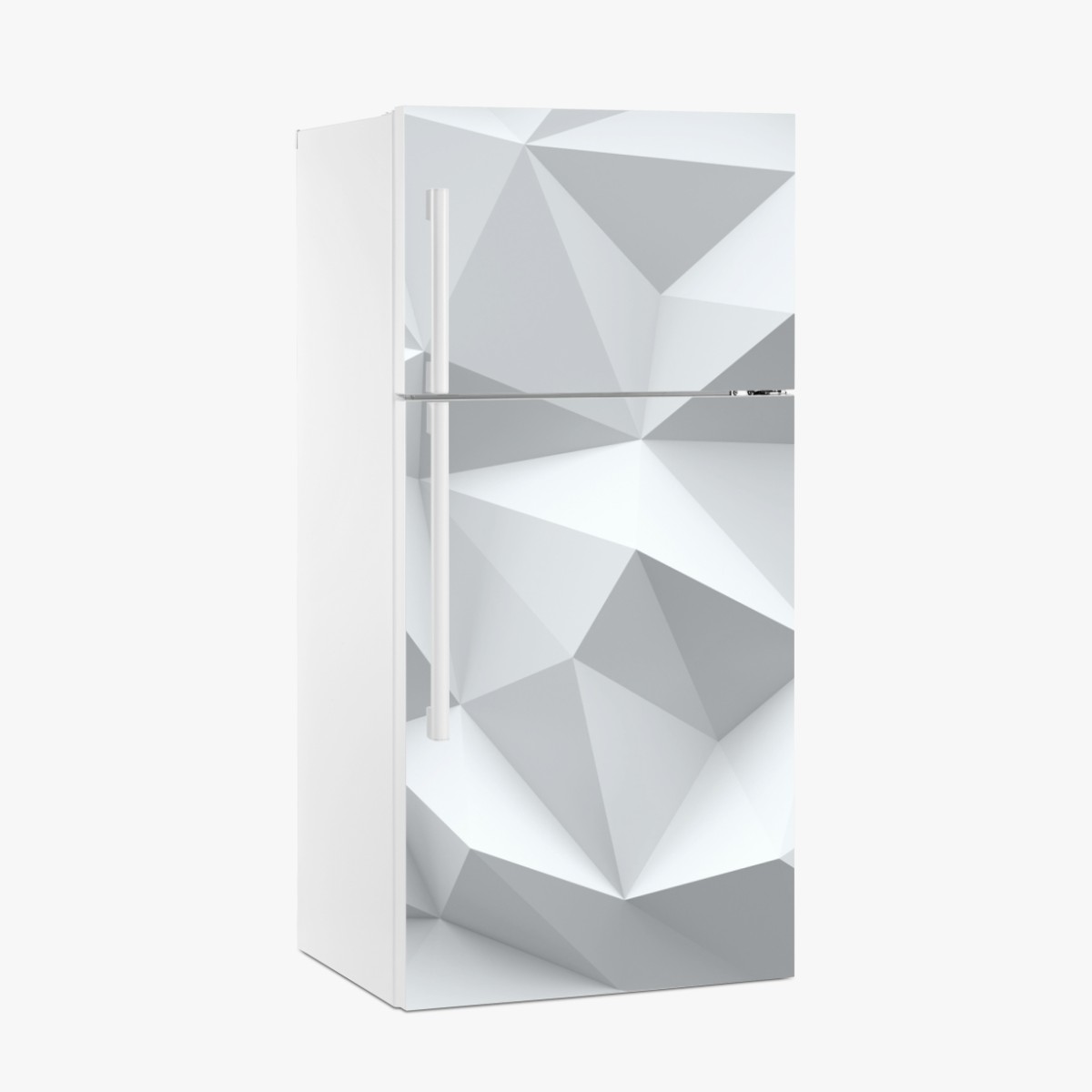 Kühlschrankaufkleber weißes dreidimensionales low-poly geometrisches muster – Wallnifity®