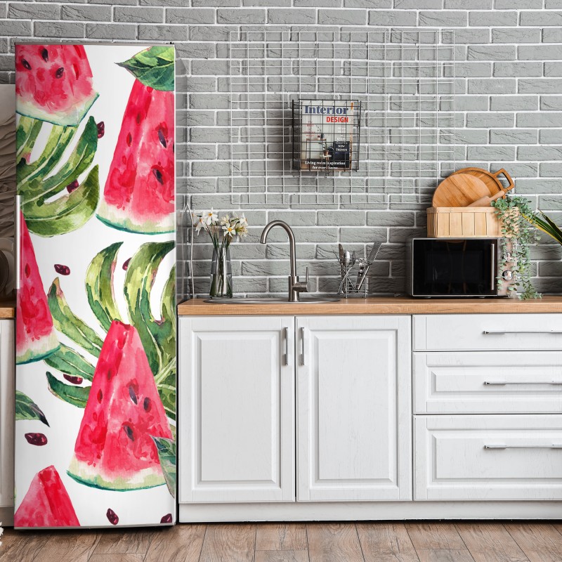 Kühlschrankaufkleber monochromes tropisches blattmuster – Wallnifity®