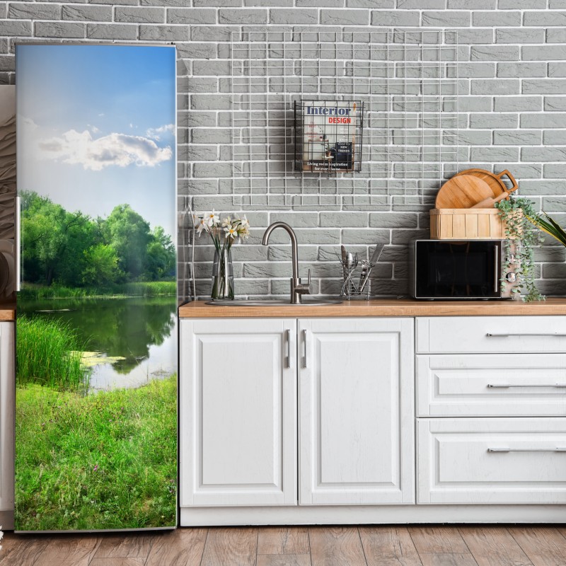 Kühlschrankaufkleber luxuriöse abstrakte alkoholtinten-kunst mit goldenen adern – Wallnifity®