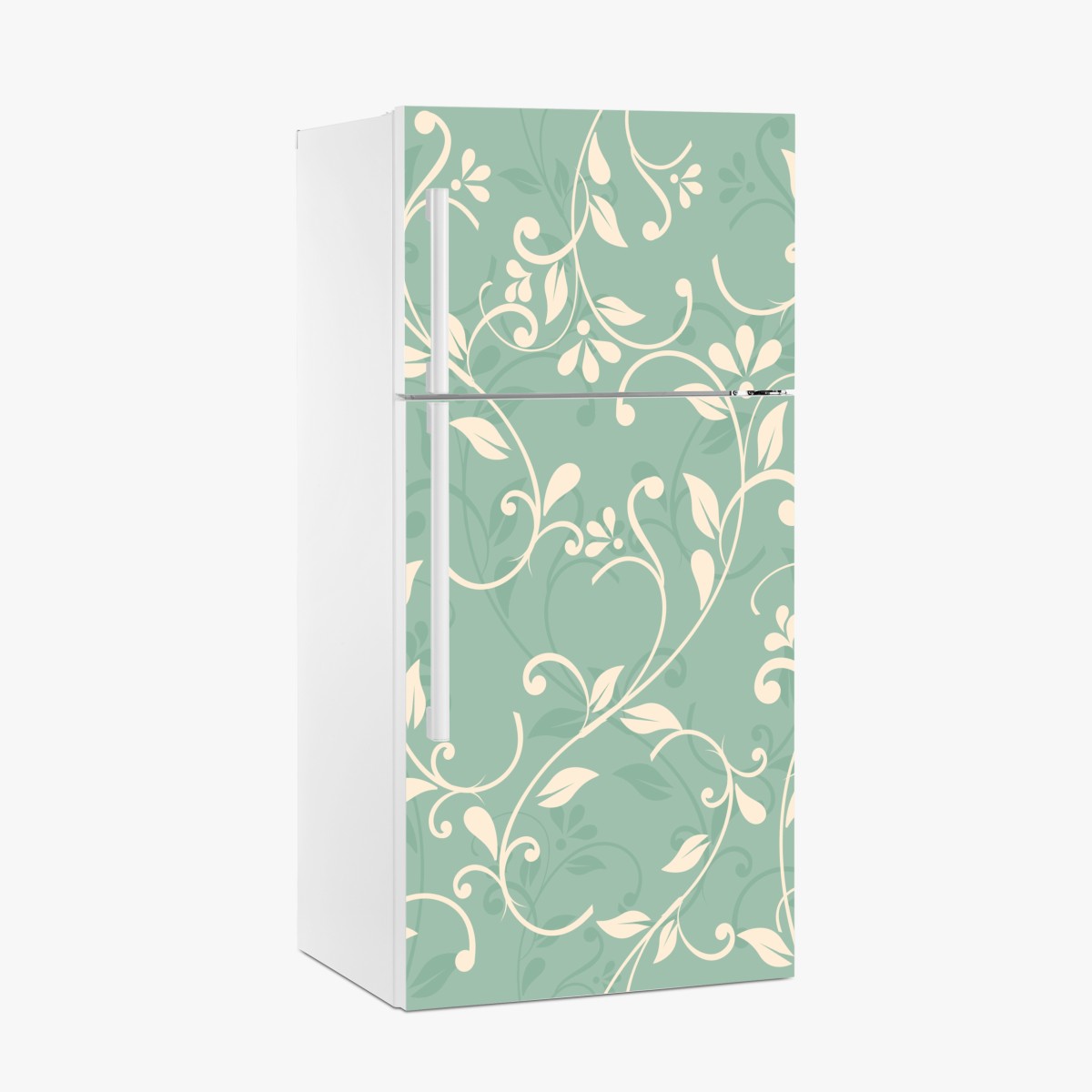 Kühlschrankaufkleber minzfarbiges blumenmuster im vintage-stil – Wallnifity®