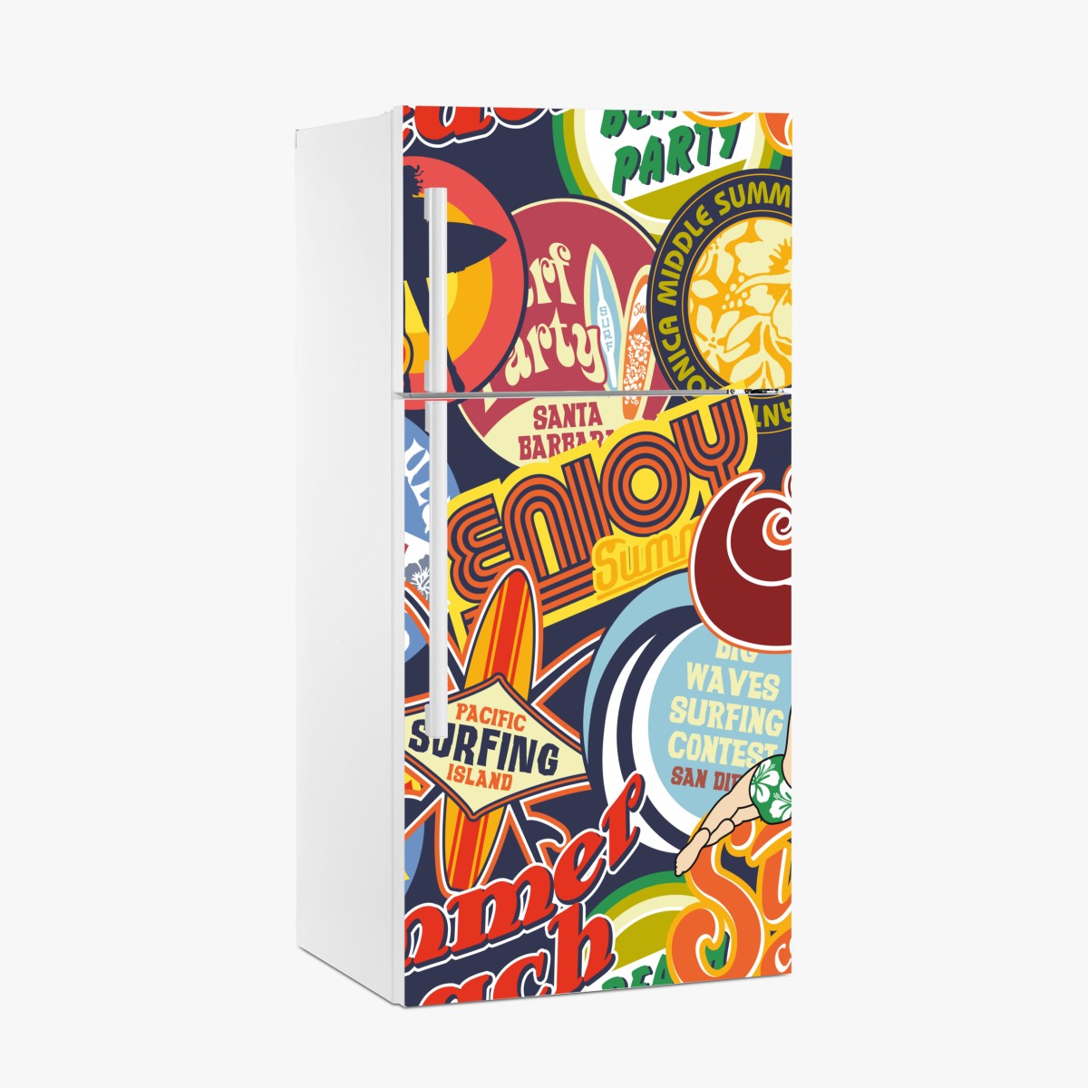 Kühlschrankaufkleber retro surf aufkleber-collage – Wallnifity®