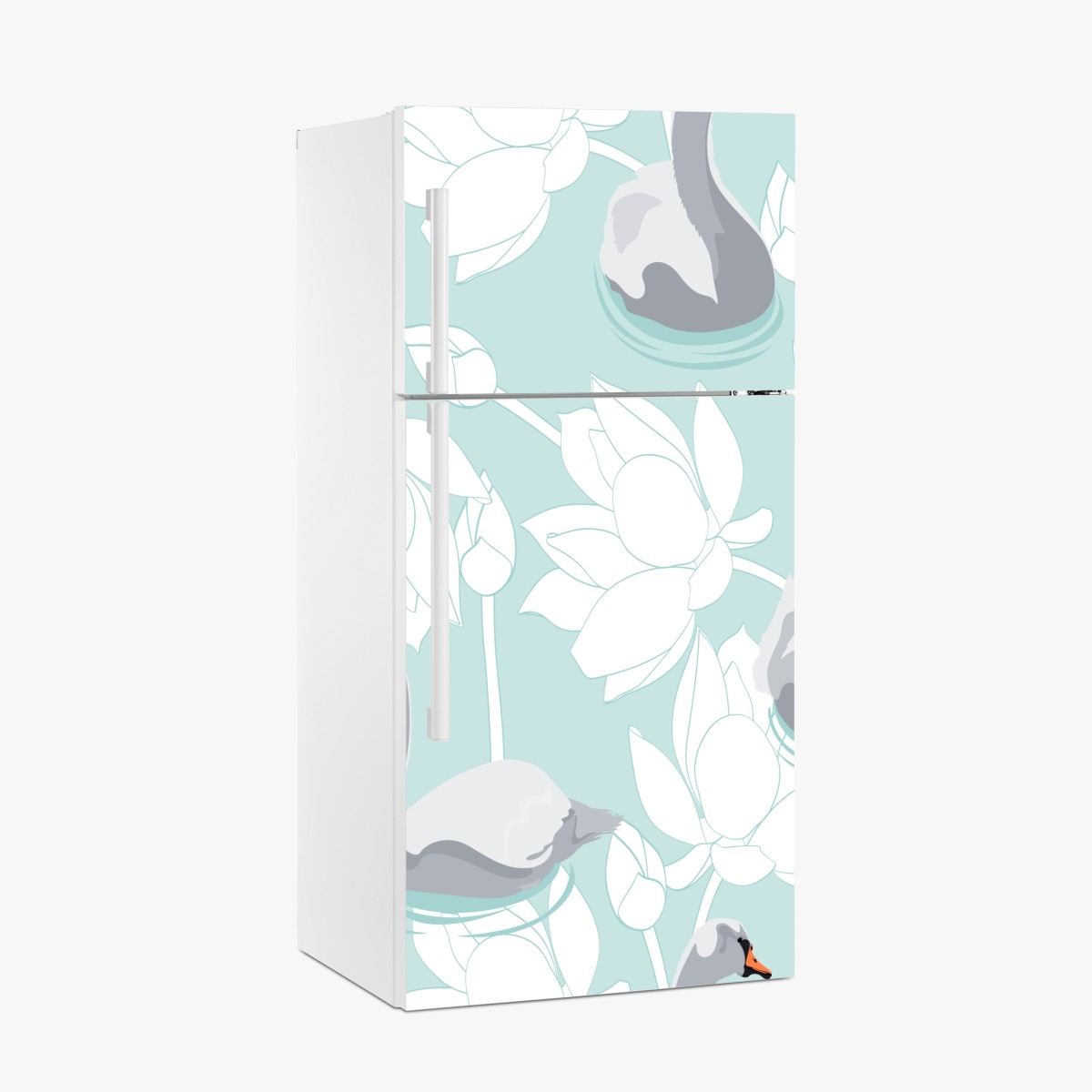 Kühlschrankaufkleber sanfte schwäne und lotusblumen – Wallnifity®