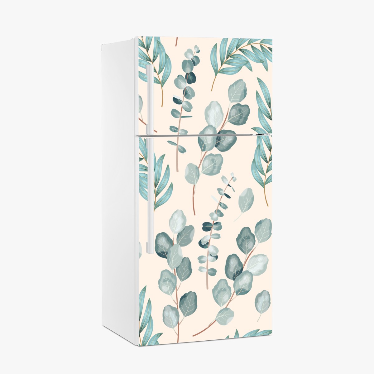 Kühlschrankaufkleber pastell eukalyptus blattmuster – Wallnifity®