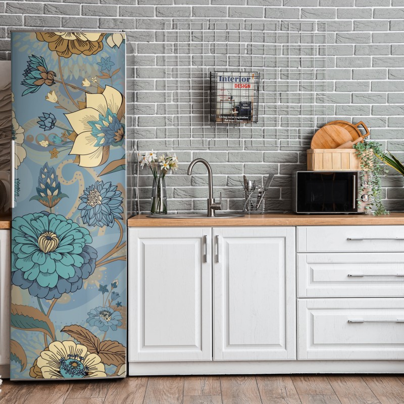 Kühlschrankaufkleber aquarell eukalyptusblätter auf dunklem hintergrund – Wallnifity®