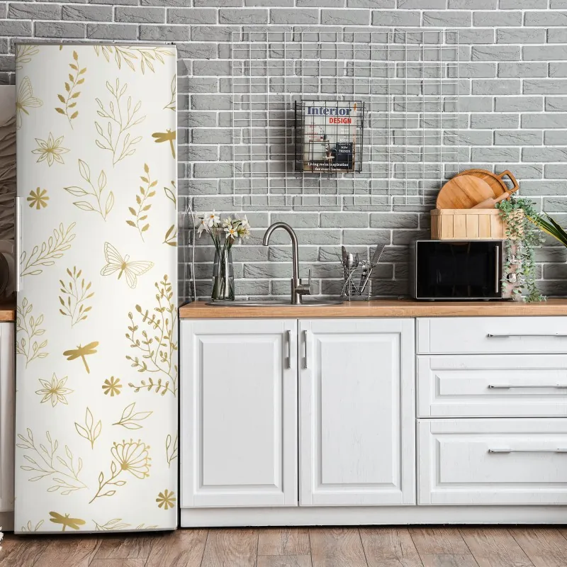 Kühlschrankaufkleber aquarell eukalyptusblätter auf dunklem hintergrund – Wallnifity®