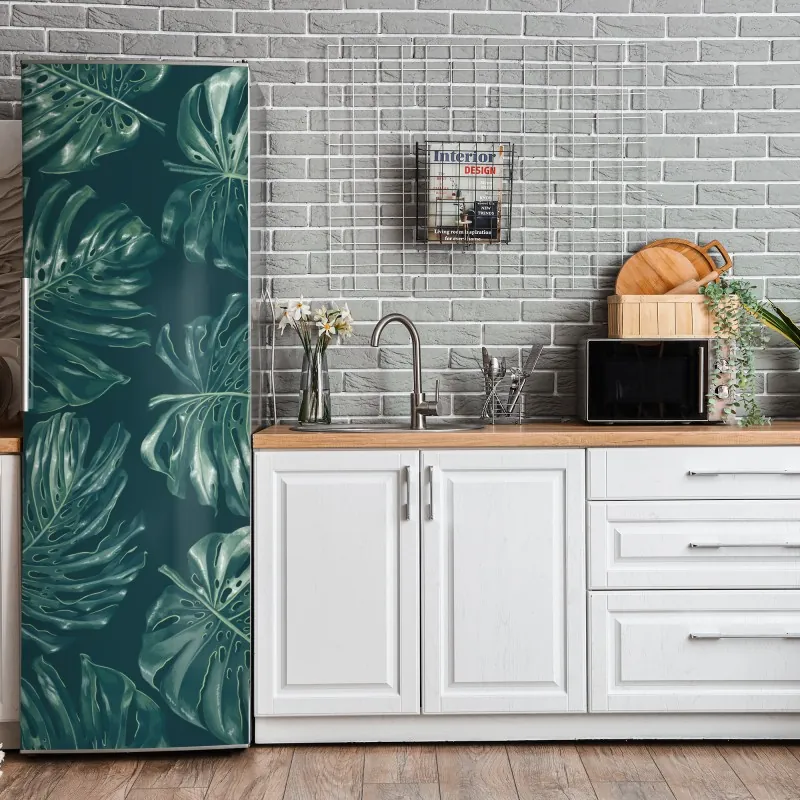 Kühlschrankaufkleber lebhafte türkis und limetten aquarellspritzer – Wallnifity®
