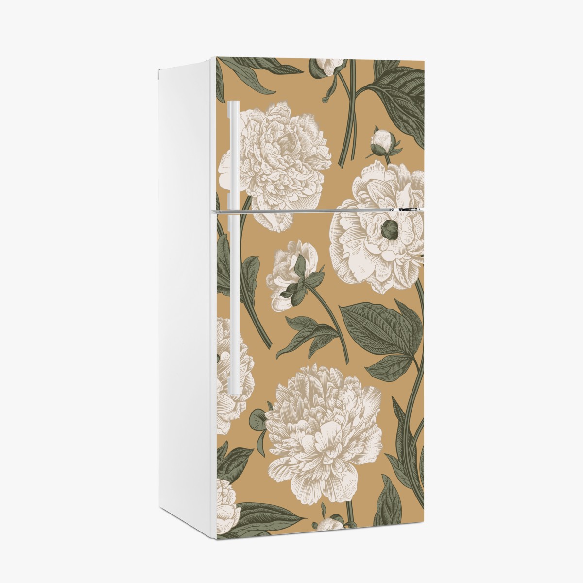 Kühlschrankaufkleber vintage botanisches muster mit pfingstrosen – Wallnifity®