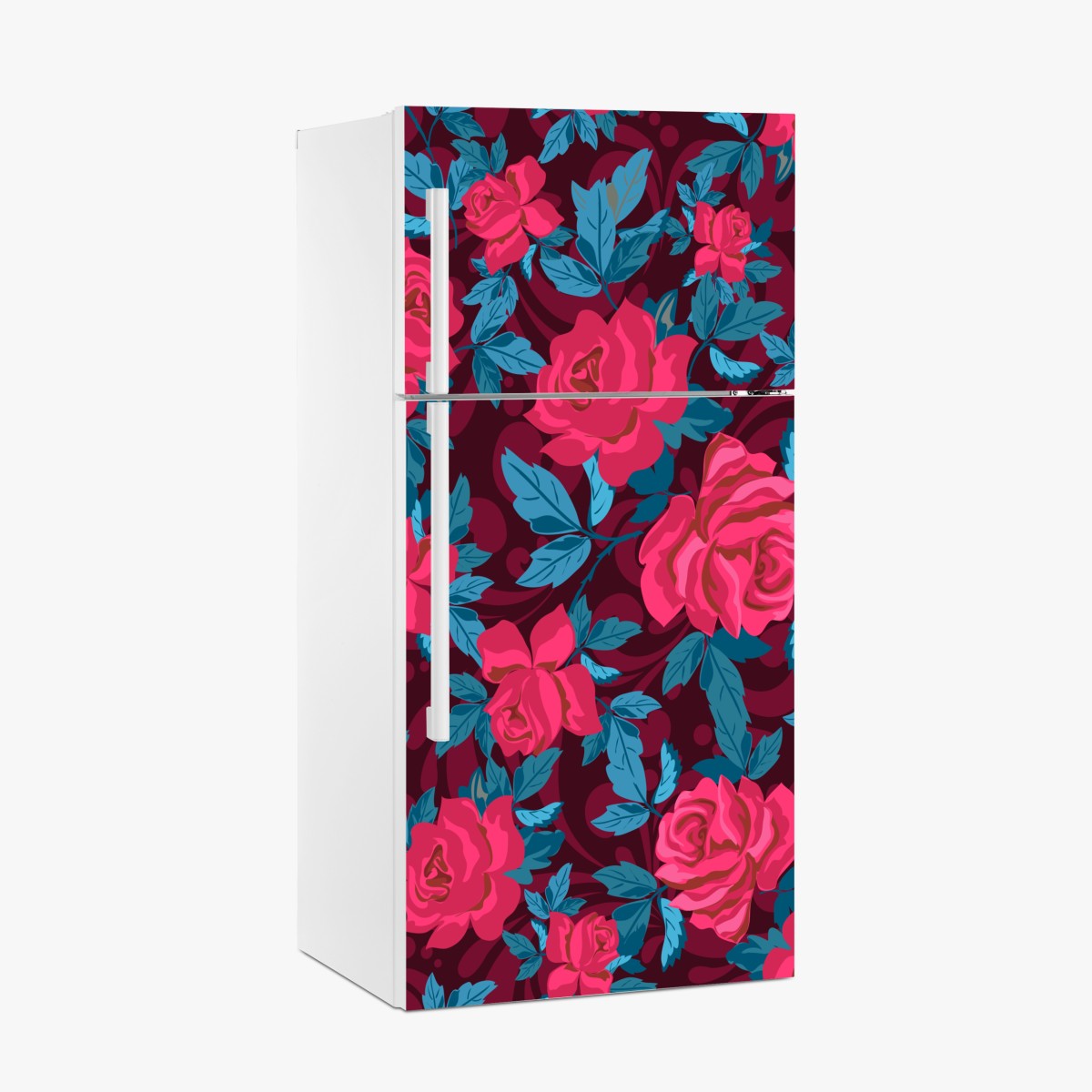 Kühlschrankaufkleber vintage rosenmuster in rosa und türkis – Wallnifity®