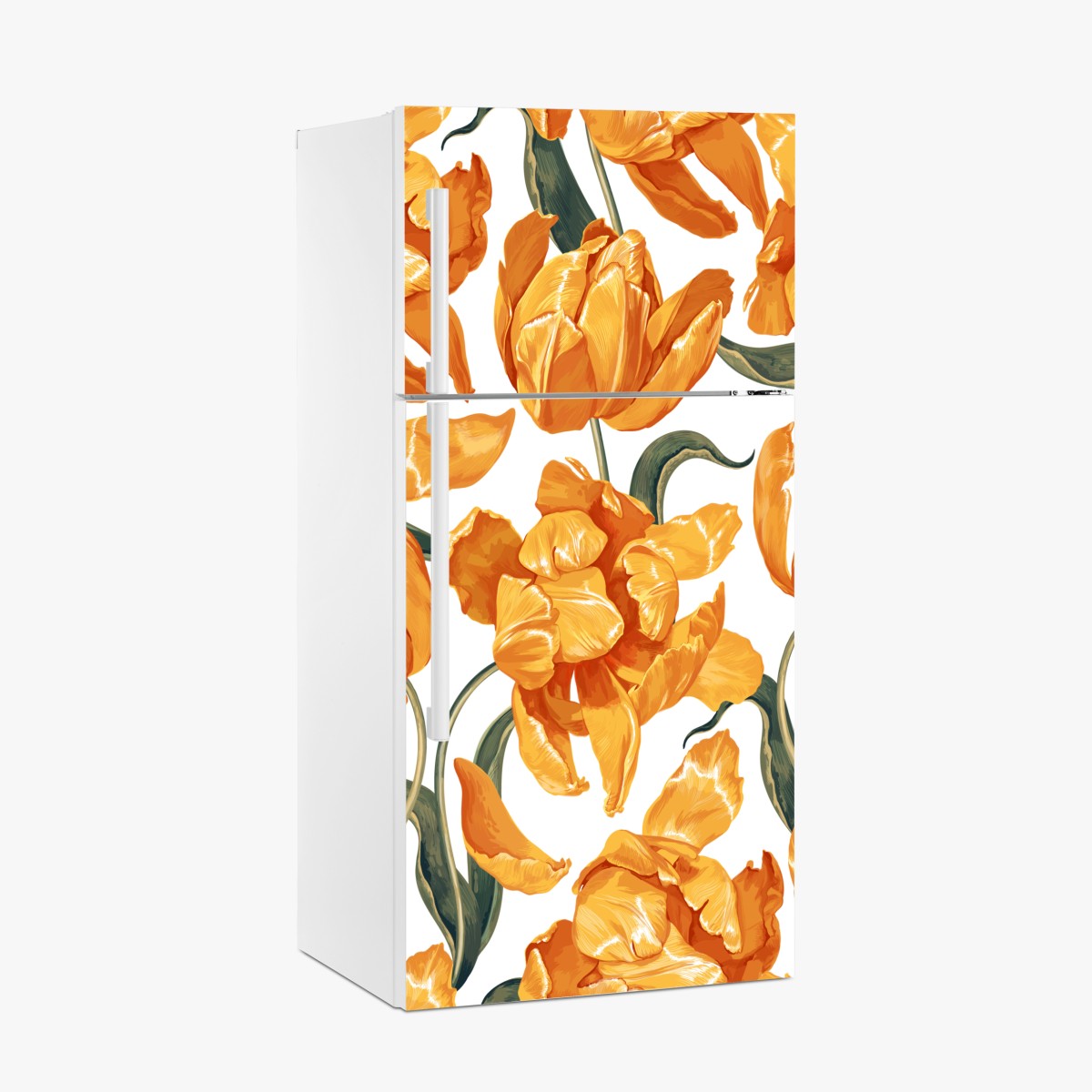 Kühlschrankaufkleber muster mit lebhaften orangen tulpen – Wallnifity®