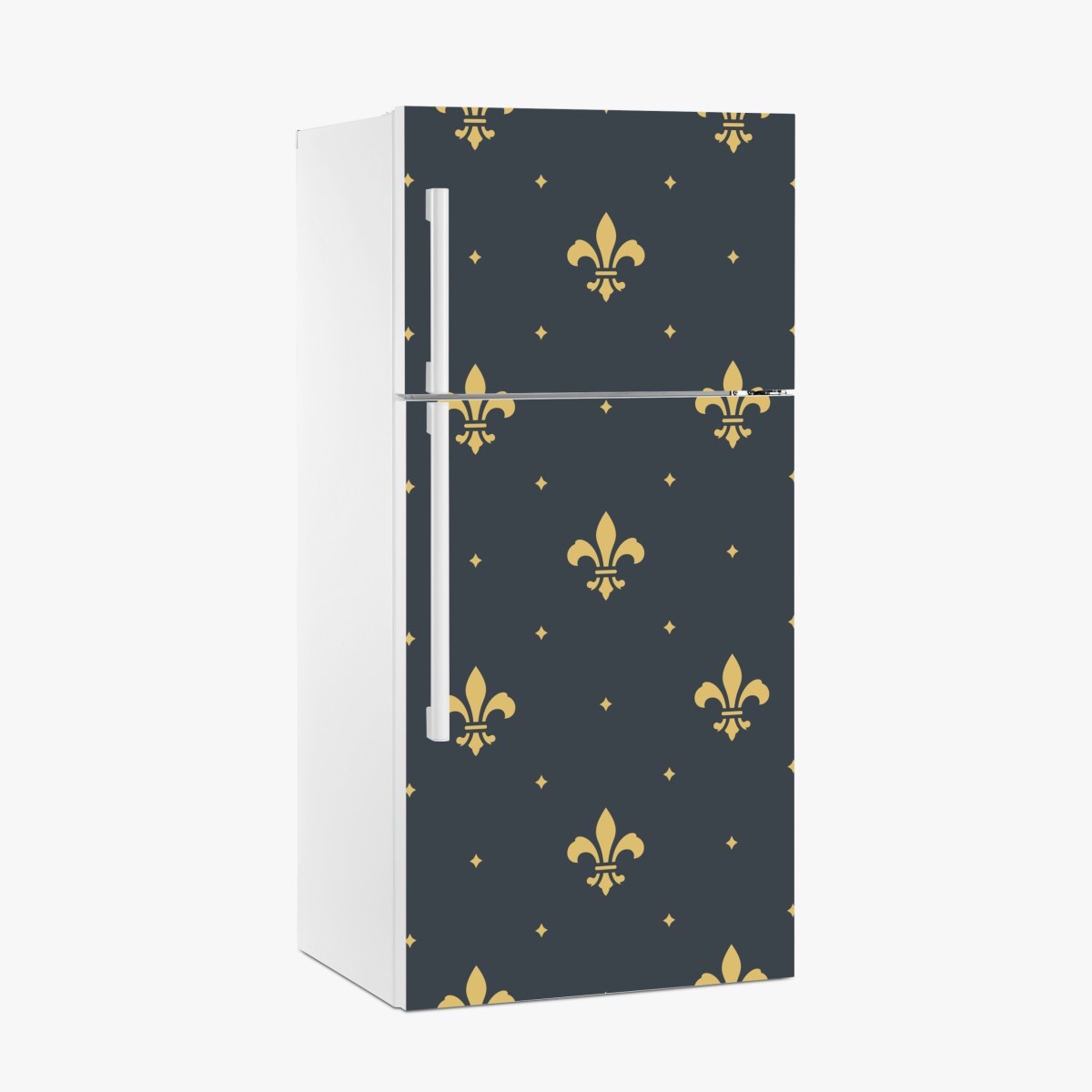 Kühlschrankaufkleber goldenes lilienmuster auf dunklem hintergrund – Wallnifity®