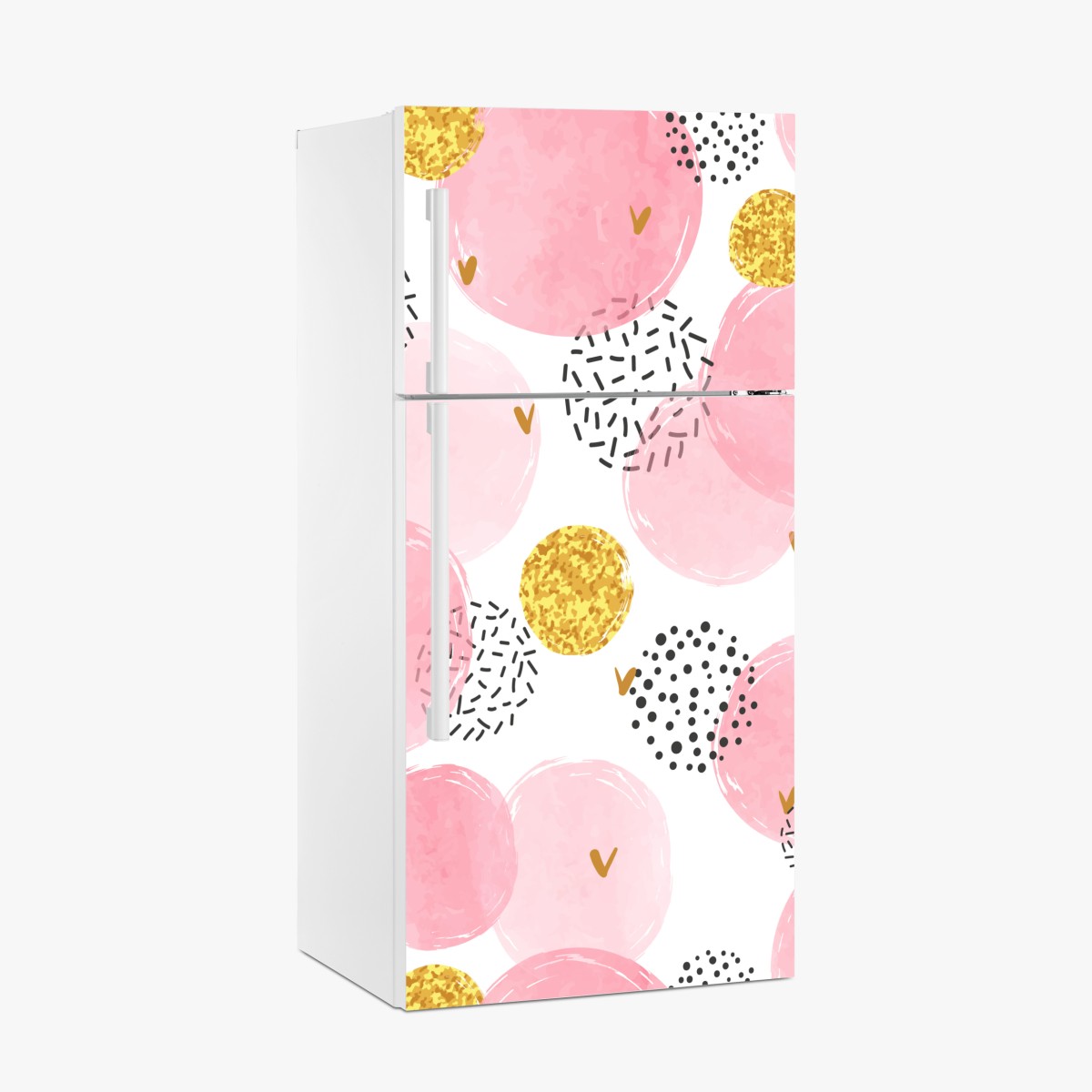Kühlschrankaufkleber rosa aquarellkreise mit goldenen akzenten – Wallnifity®