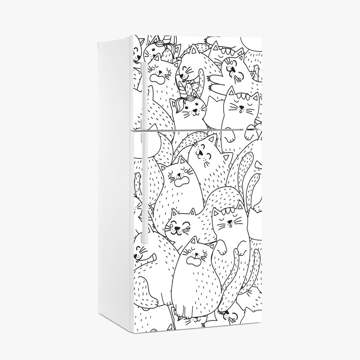 Kühlschrankaufkleber verspieltes katzen-doodle muster – Wallnifity®