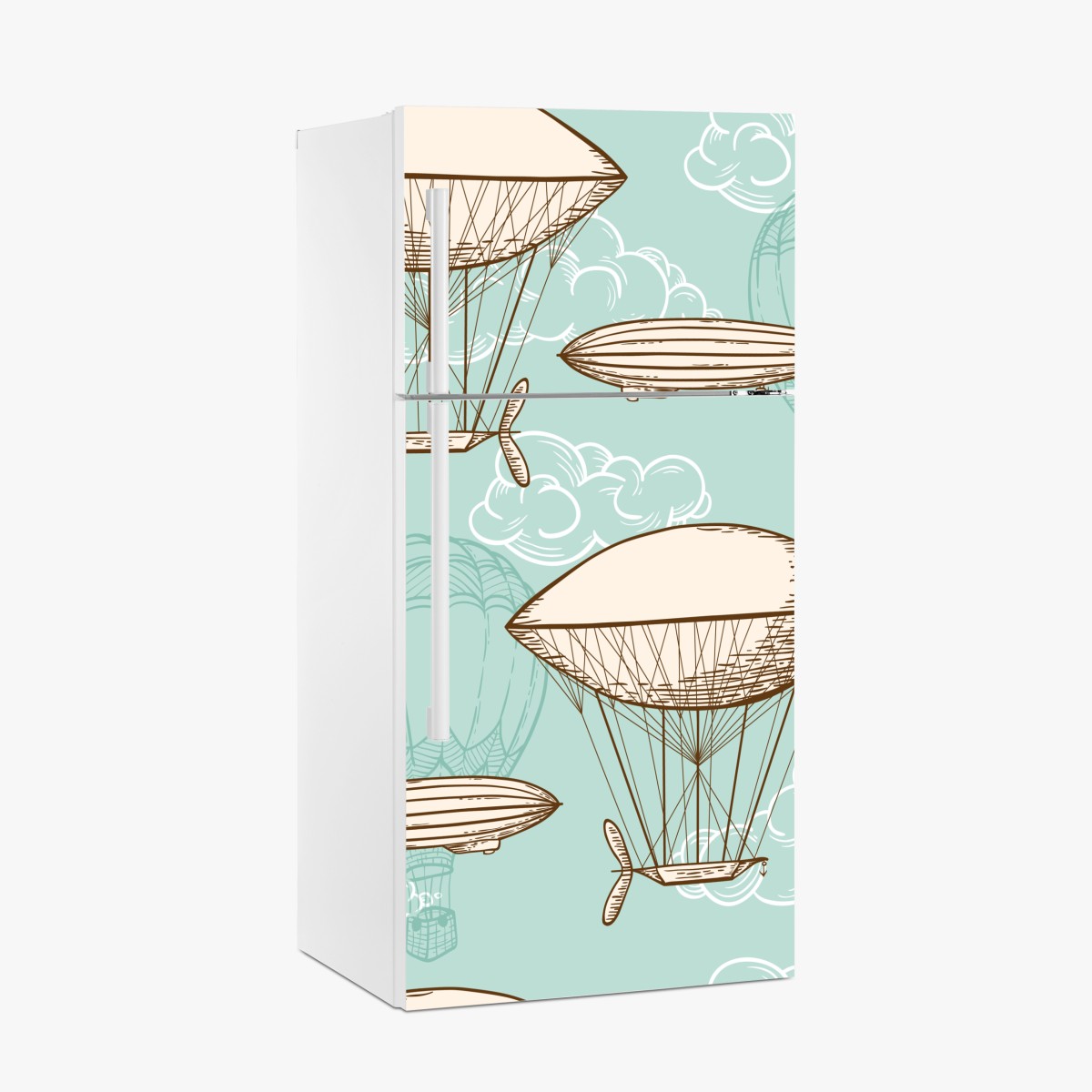 Kühlschrankaufkleber vintage-motiv mit luftschiffen und ballons – Wallnifity®