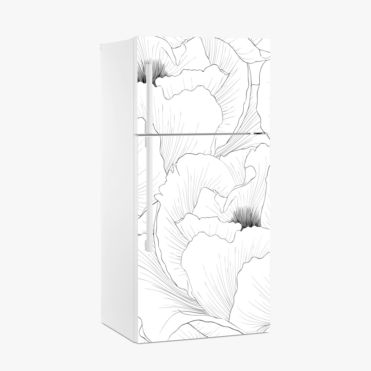 Kühlschrankaufkleber feine botanische linienzeichnung mit blumen – Wallnifity®