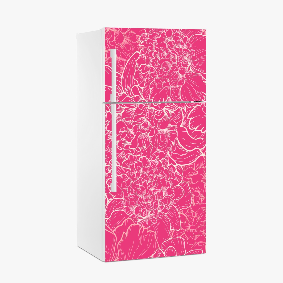 Kühlschrankaufkleber leuchtendes rosa pfingstrosenmuster – Wallnifity®