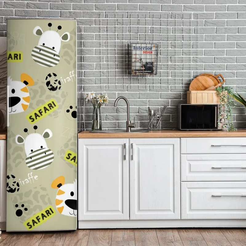 Kühlschrankaufkleber tropische blätter und zitrus illustration – Wallnifity®