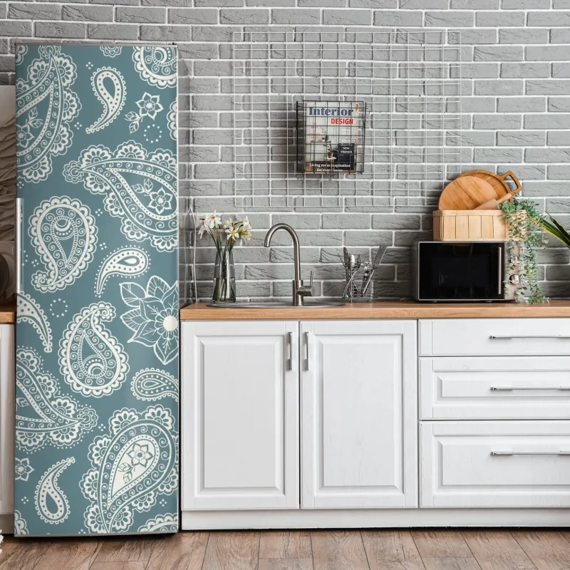 Kühlschrankaufkleber lebhafte türkis und limetten aquarellspritzer – Wallnifity®