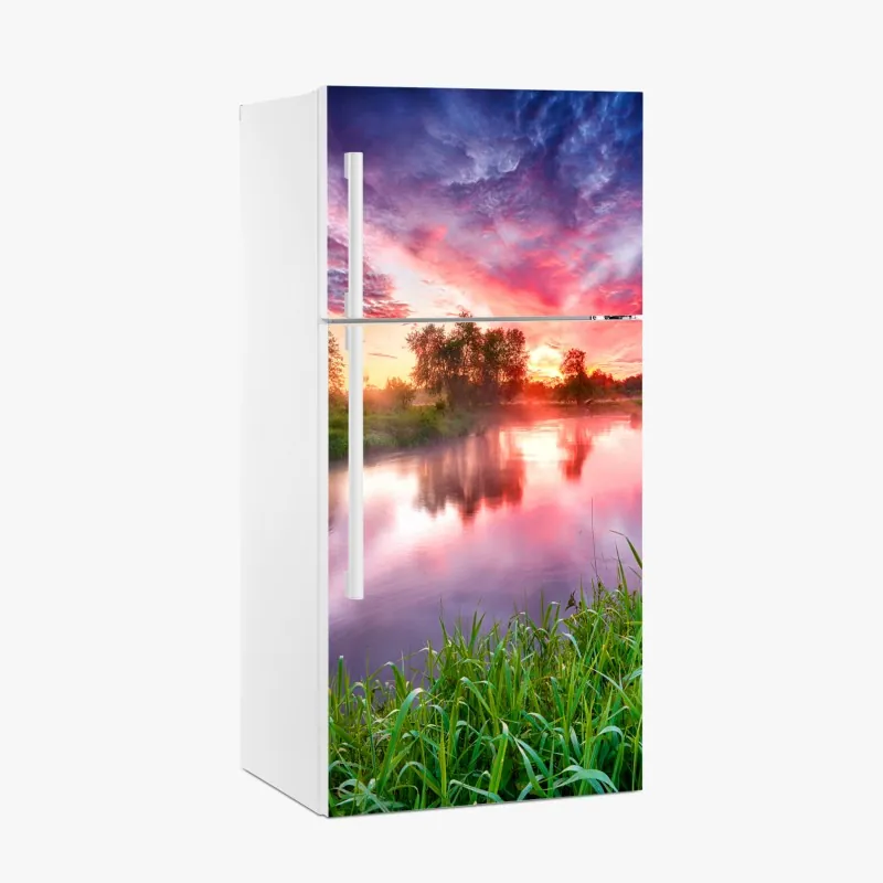 Kühlschrankaufkleber lebhafte aquarell-abstraktion in warmen tönen – Wallnifity®