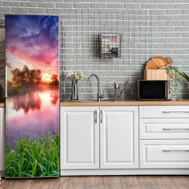 Kühlschrankaufkleber lebhafte aquarell-abstraktion in warmen tönen – Wallnifity®