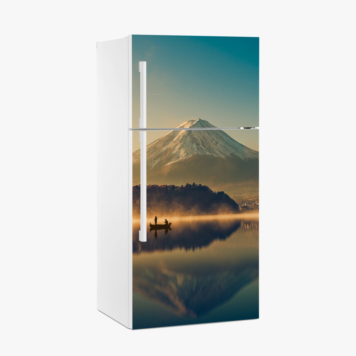 Kühlschrankaufkleber sonnenaufgang über Mount Fuji am Kawaguchiko-See – Wallnifity®