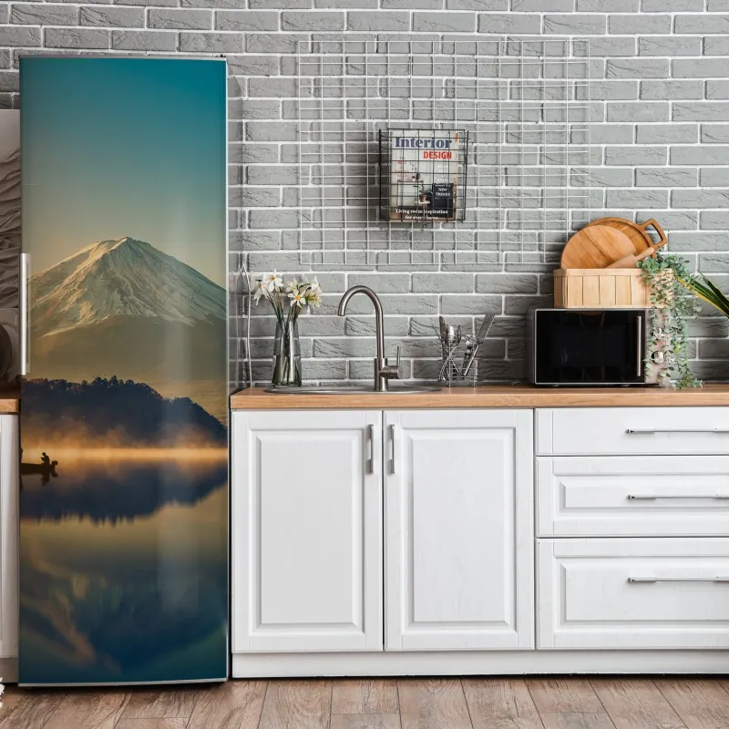 Kühlschrankaufkleber lebhafte aquarell-abstraktion in warmen tönen – Wallnifity®