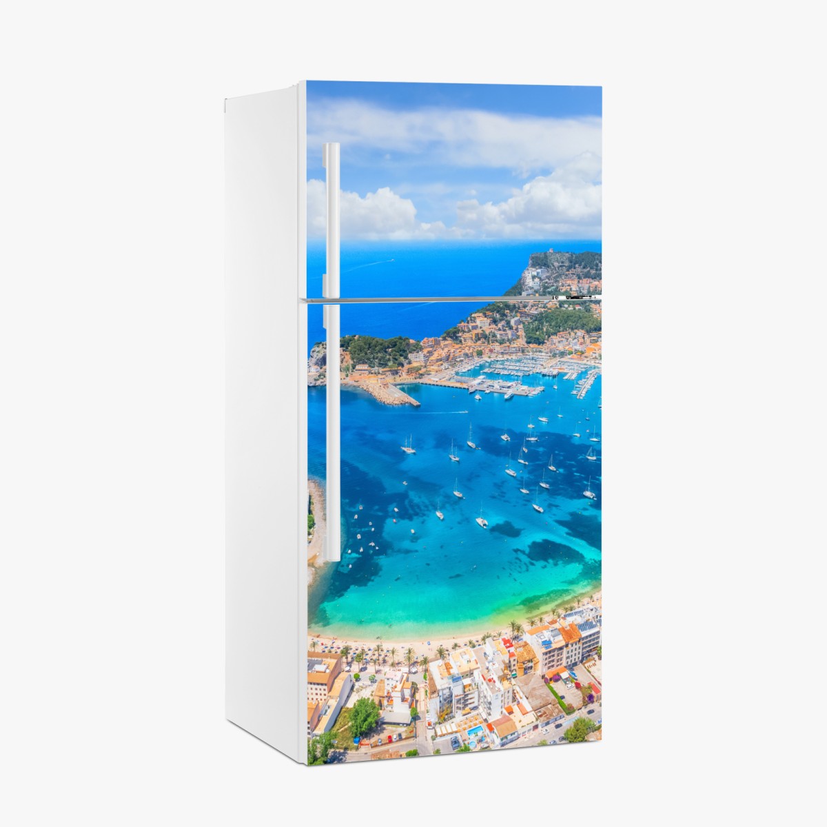Kühlschrankaufkleber luftaufnahme der bucht von Port de Sóller – Wallnifity®