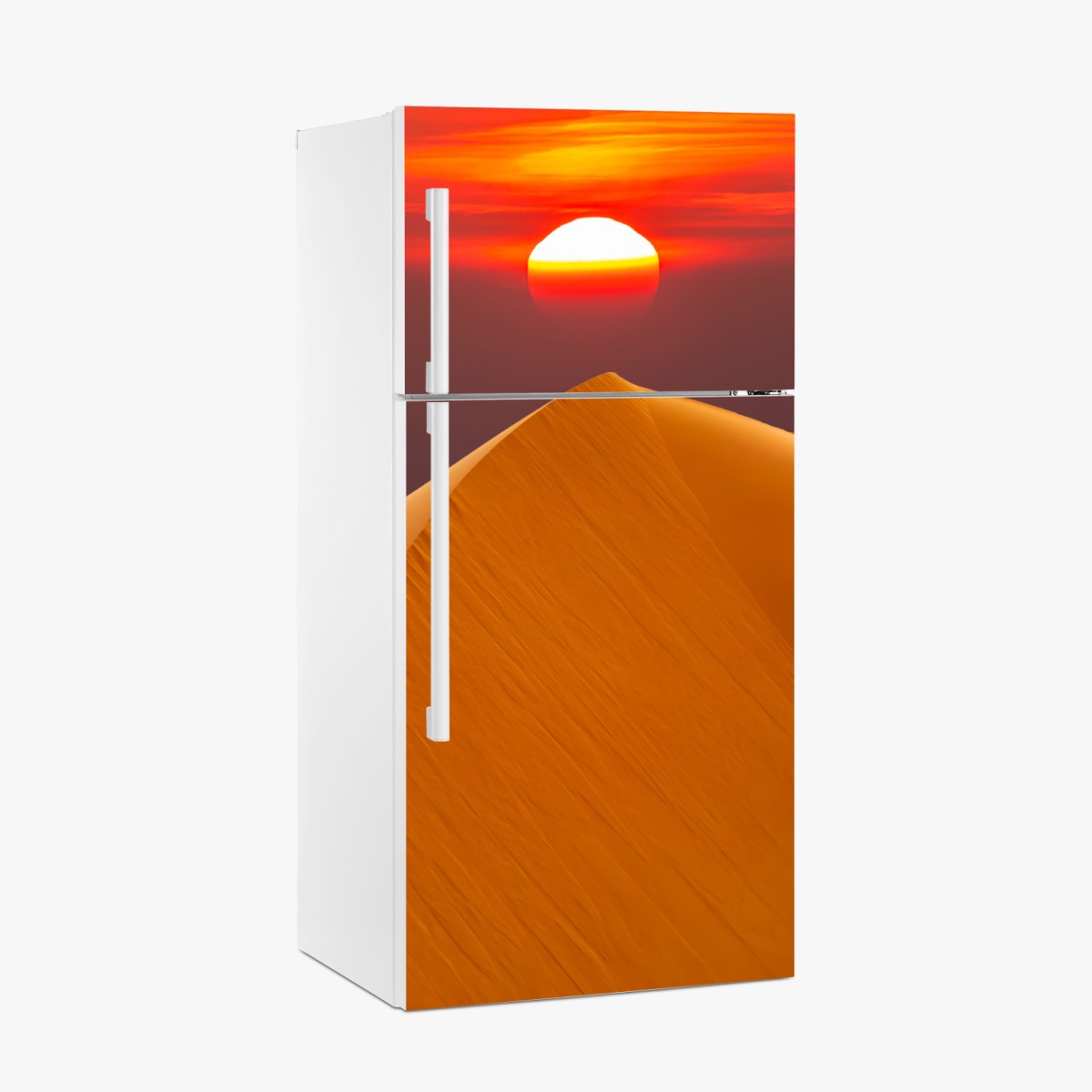 Kühlschrankaufkleber goldener sonnenuntergang über sanddünen – Wallnifity®