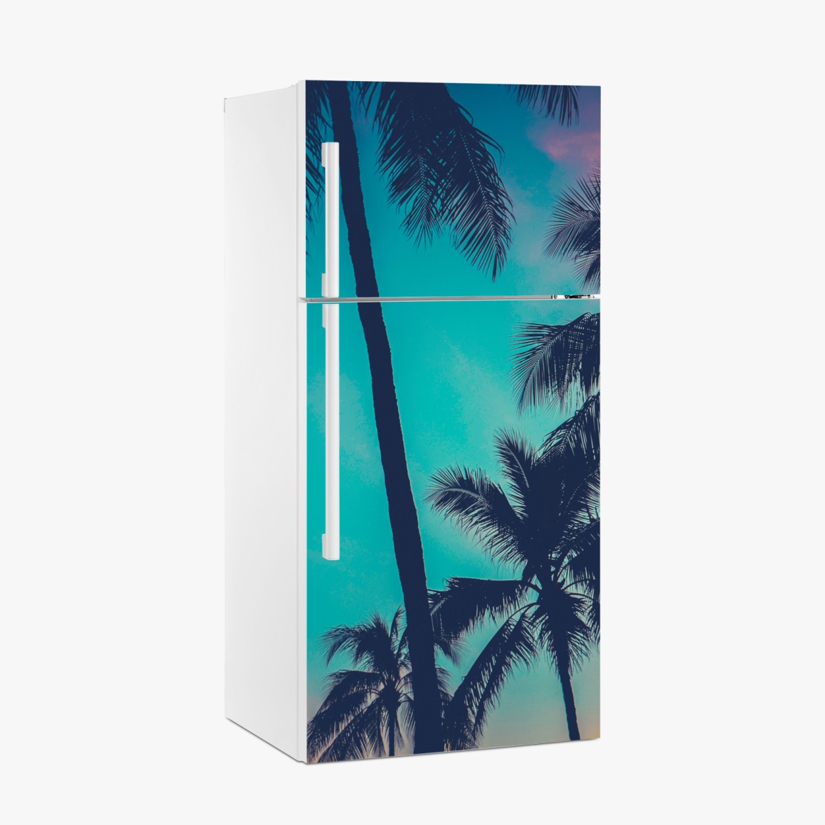 Kühlschrankaufkleber vintage palmen auf Hawaii bei sonnenuntergang – Wallnifity®