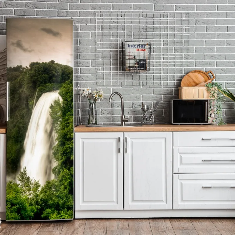 Kühlschrankaufkleber lebhafte türkis und limetten aquarellspritzer – Wallnifity®