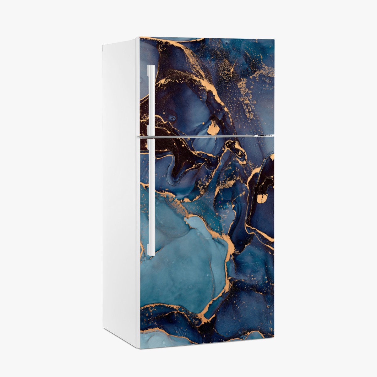 Kühlschrankaufkleber tiefes ozeanblau mit goldadern – Wallnifity®