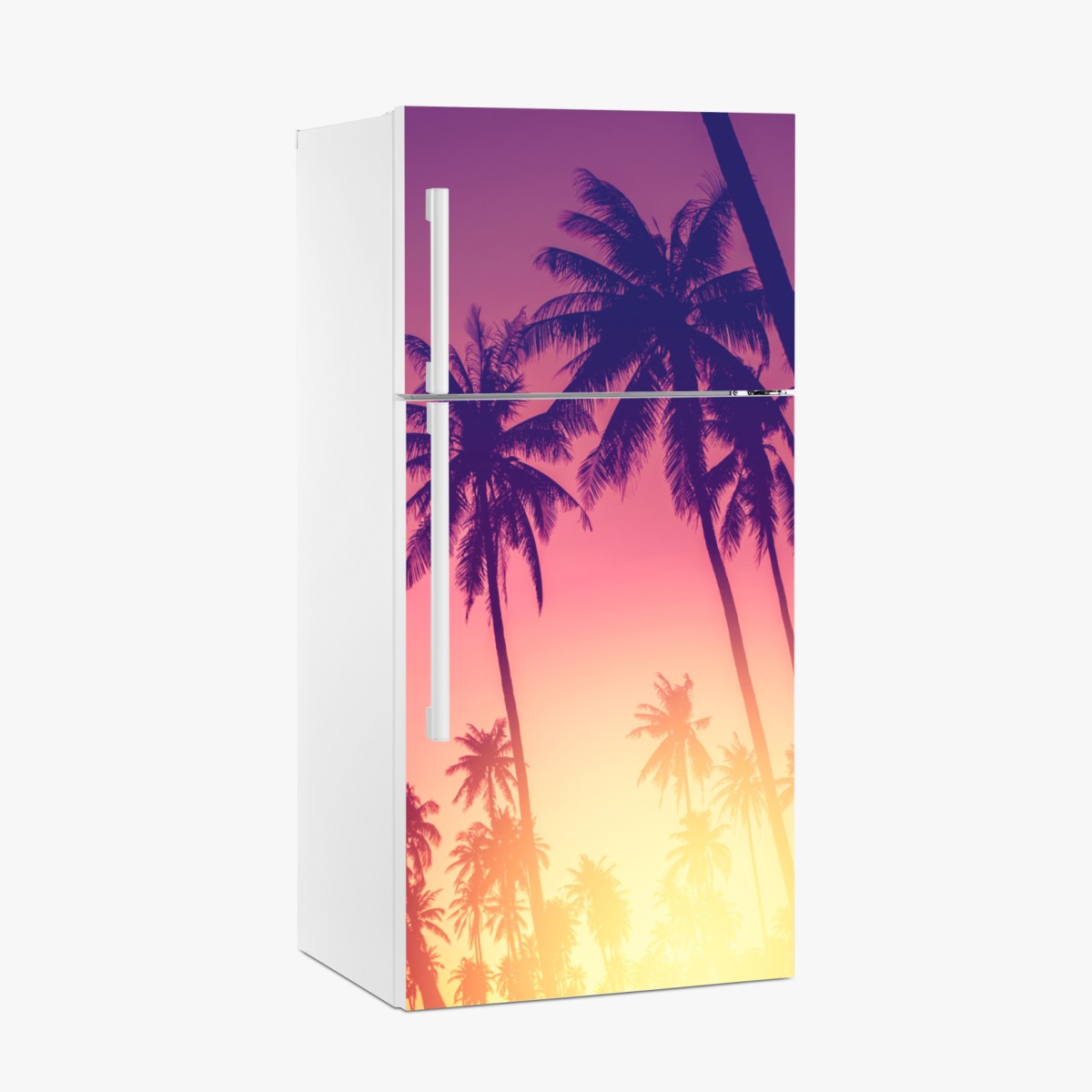 Kühlschrankaufkleber tropischer sonnenuntergang mit palmensilhouette – Wallnifity®