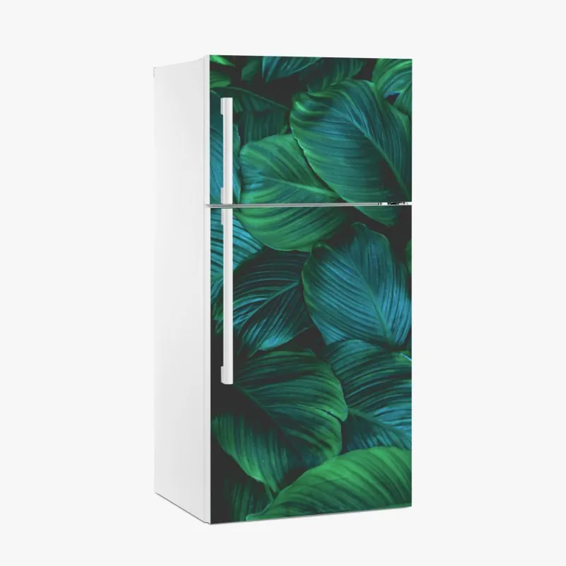 Kühlschrankaufkleber monstera-blattmuster mit goldakzenten – Wallnifity®