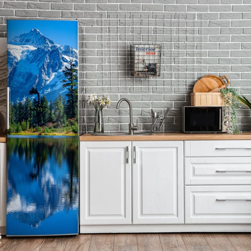 Kühlschrankaufkleber weiße marmortextur mit grauen adern – Wallnifity®