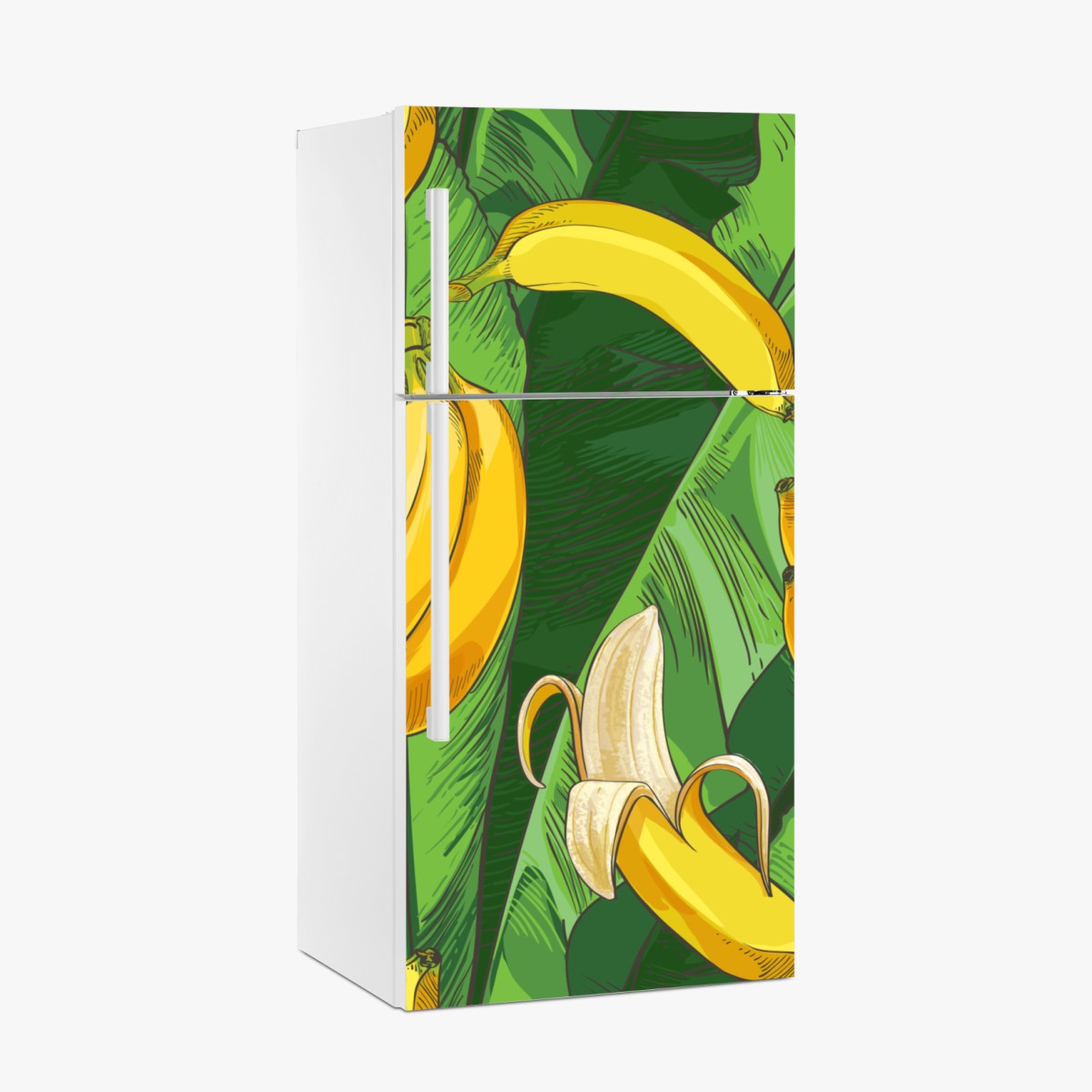 Kühlschrankaufkleber tropisches bananenmuster mit bananenblättern – Wallnifity®