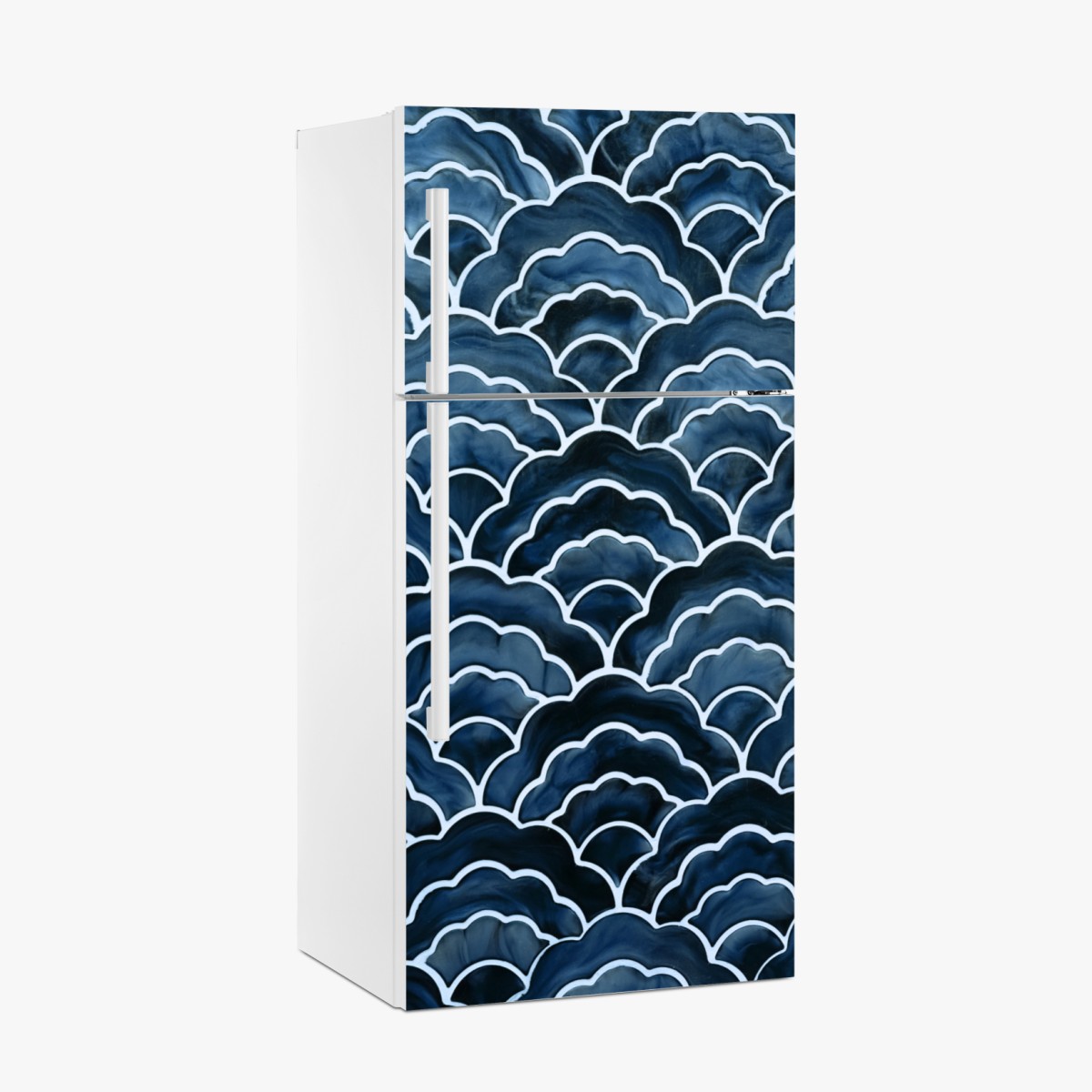 Kühlschrankaufkleber japanisches blaues seigaiha-wellenmuster – Wallnifity®