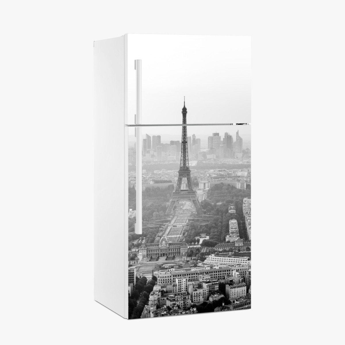 Kühlschrankaufkleber elegante Eiffelturm luftaufnahme in graustufen – Wallnifity®