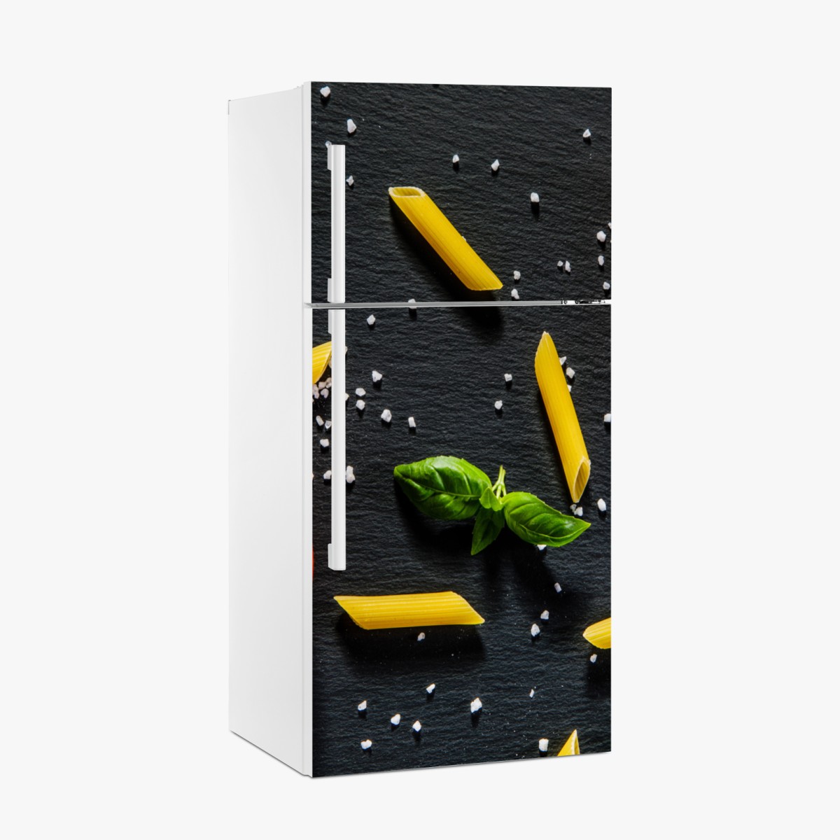 Kühlschrankaufkleber tomaten und penne auf schwarzem schiefer – Wallnifity®