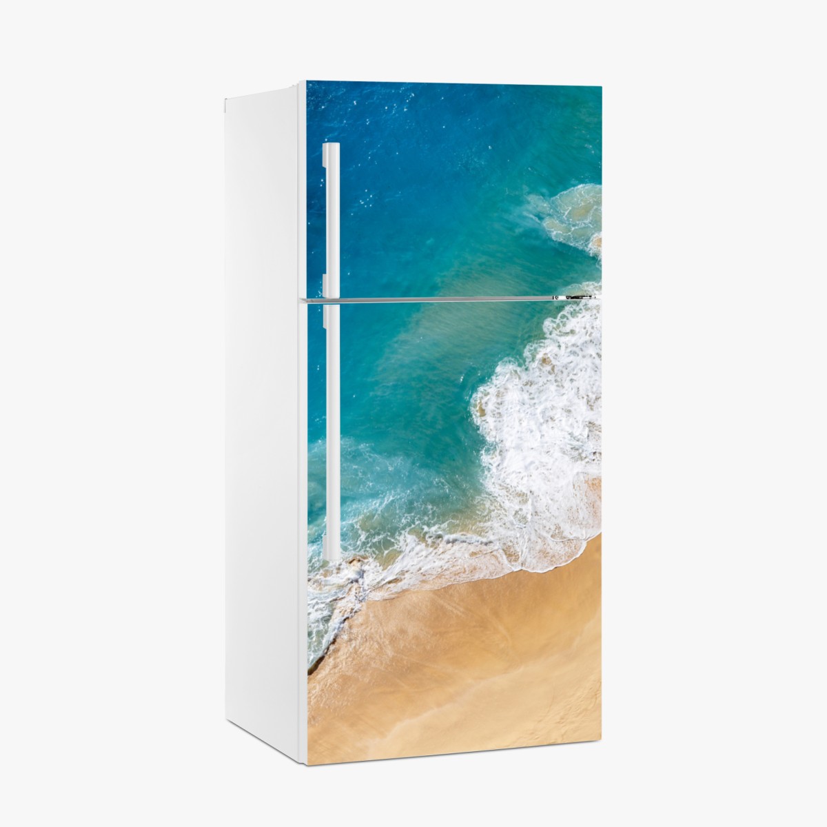 Kühlschrankaufkleber luftaufnahme türkisfarbener strand – Wallnifity®