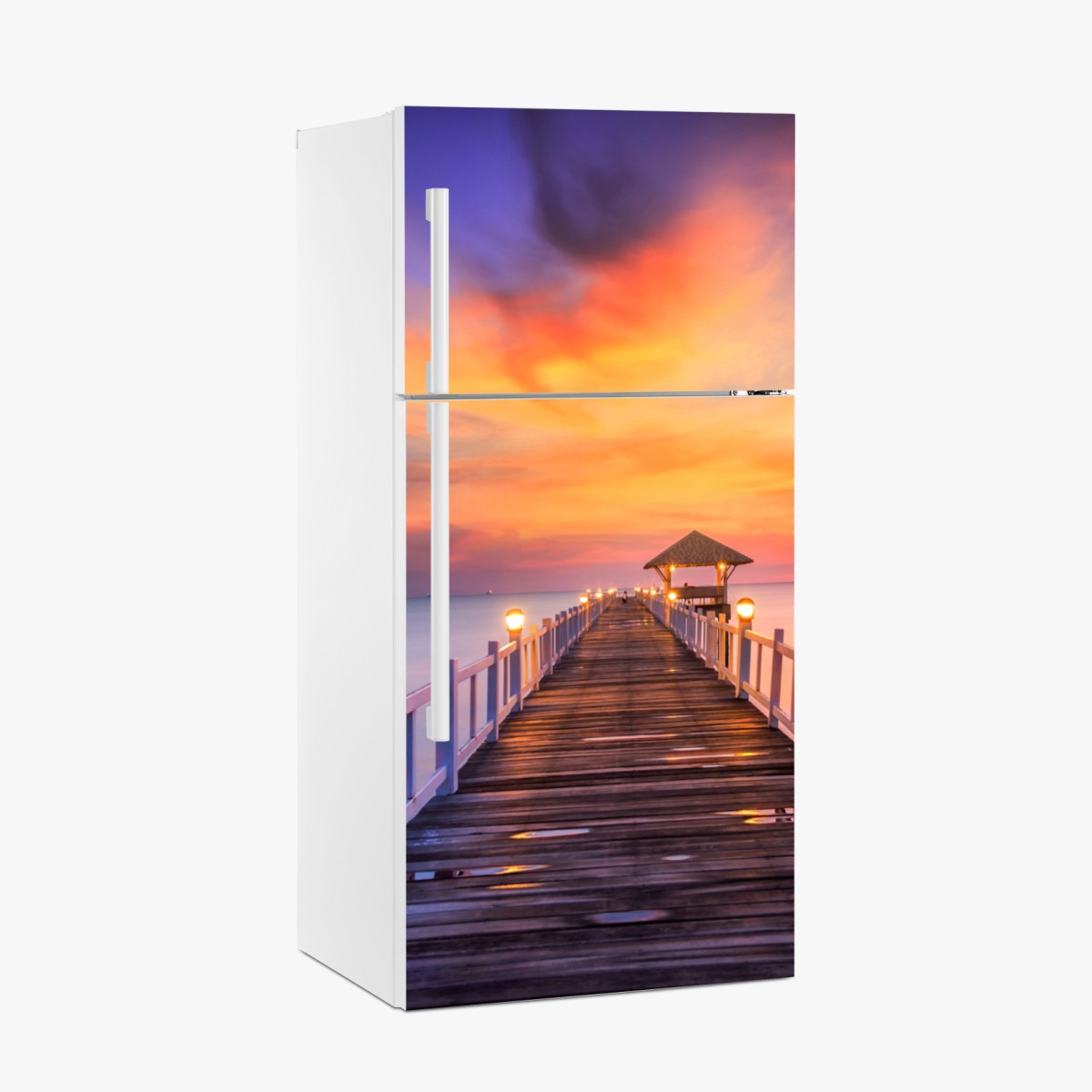 Kühlschrankaufkleber holzsteg im sonnenaufgang – Wallnifity®