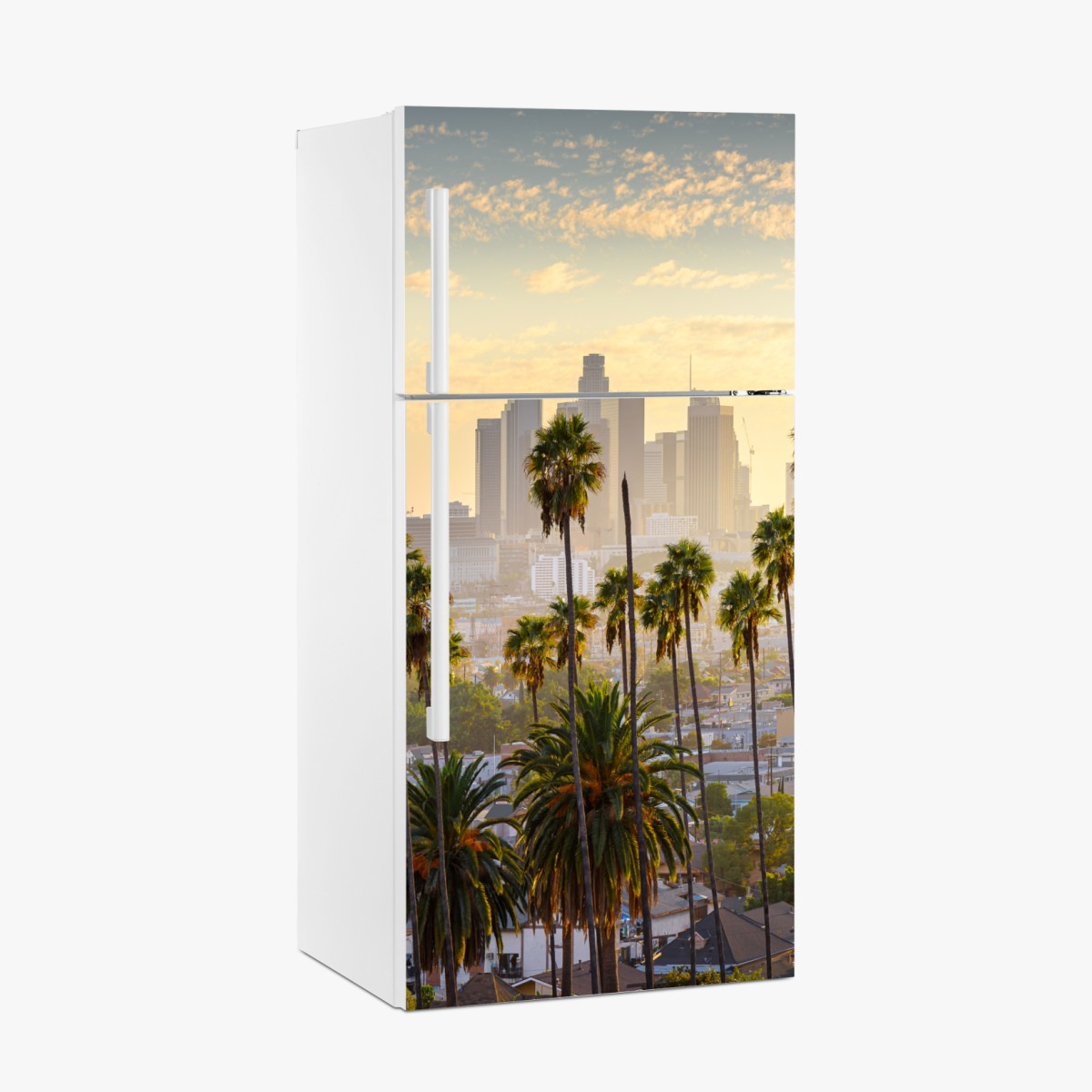 Kühlschrankaufkleber goldene Los Angeles skyline mit palmen – Wallnifity®