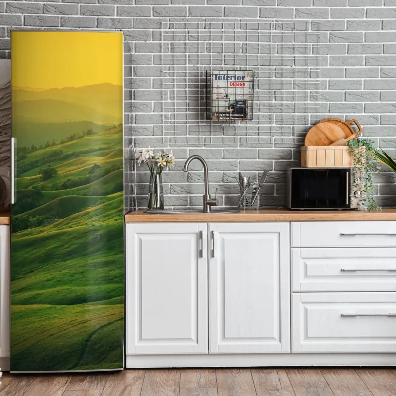 Kühlschrankaufkleber lebhafte türkis und limetten aquarellspritzer – Wallnifity®