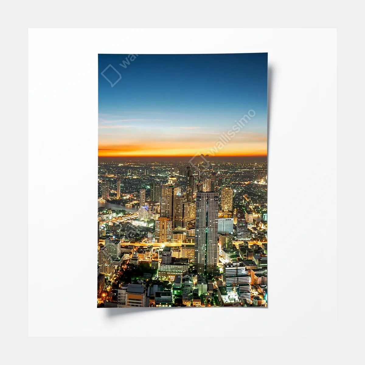 Poster panorama von Bangkok bei dämmerung – Wallnifity®