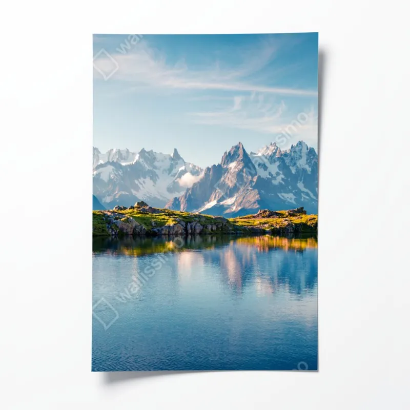 Poster ruhige winterliche fjordlandschaft in Reine, Lofoten – Wallnifity®